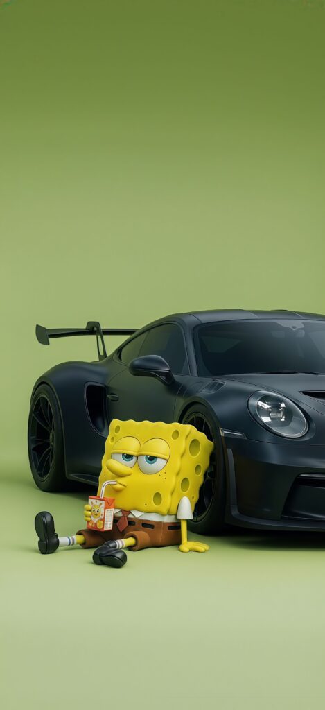 SpongeBob Chilling by Porsche Wallpaper