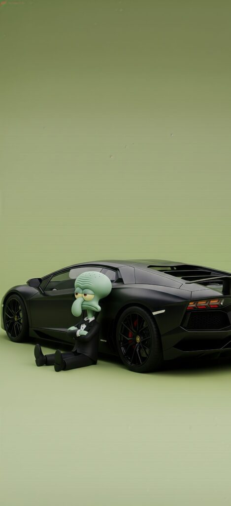 Squidward Lamborghini Aventador Wallpaper