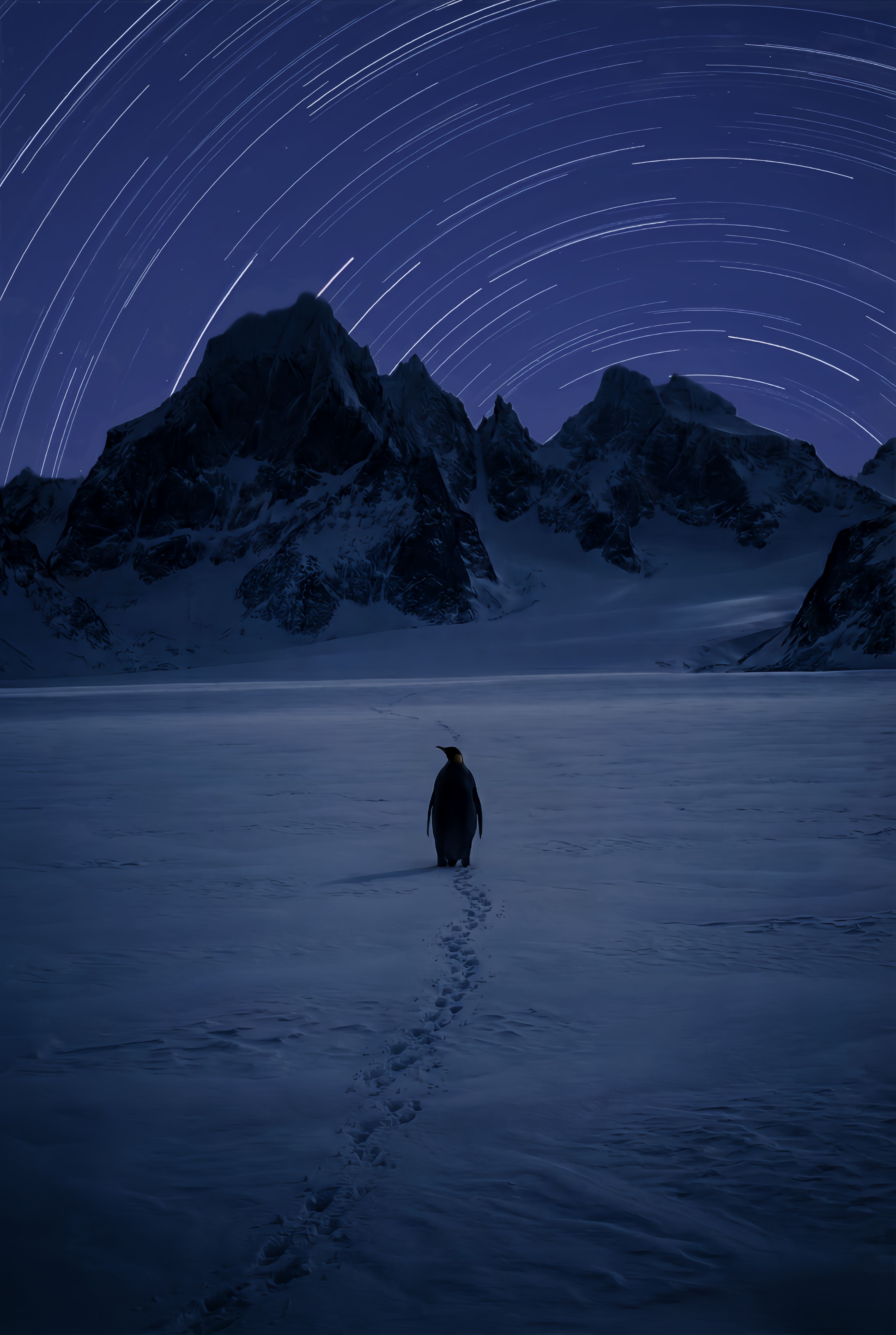 Star Trails Insanity Penguin Wallpaper