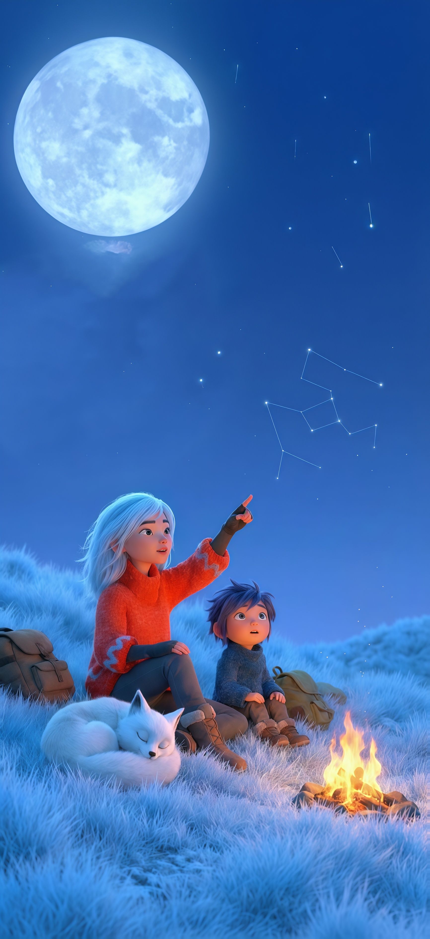Stargazing Constellation Cartoon Wallpaper