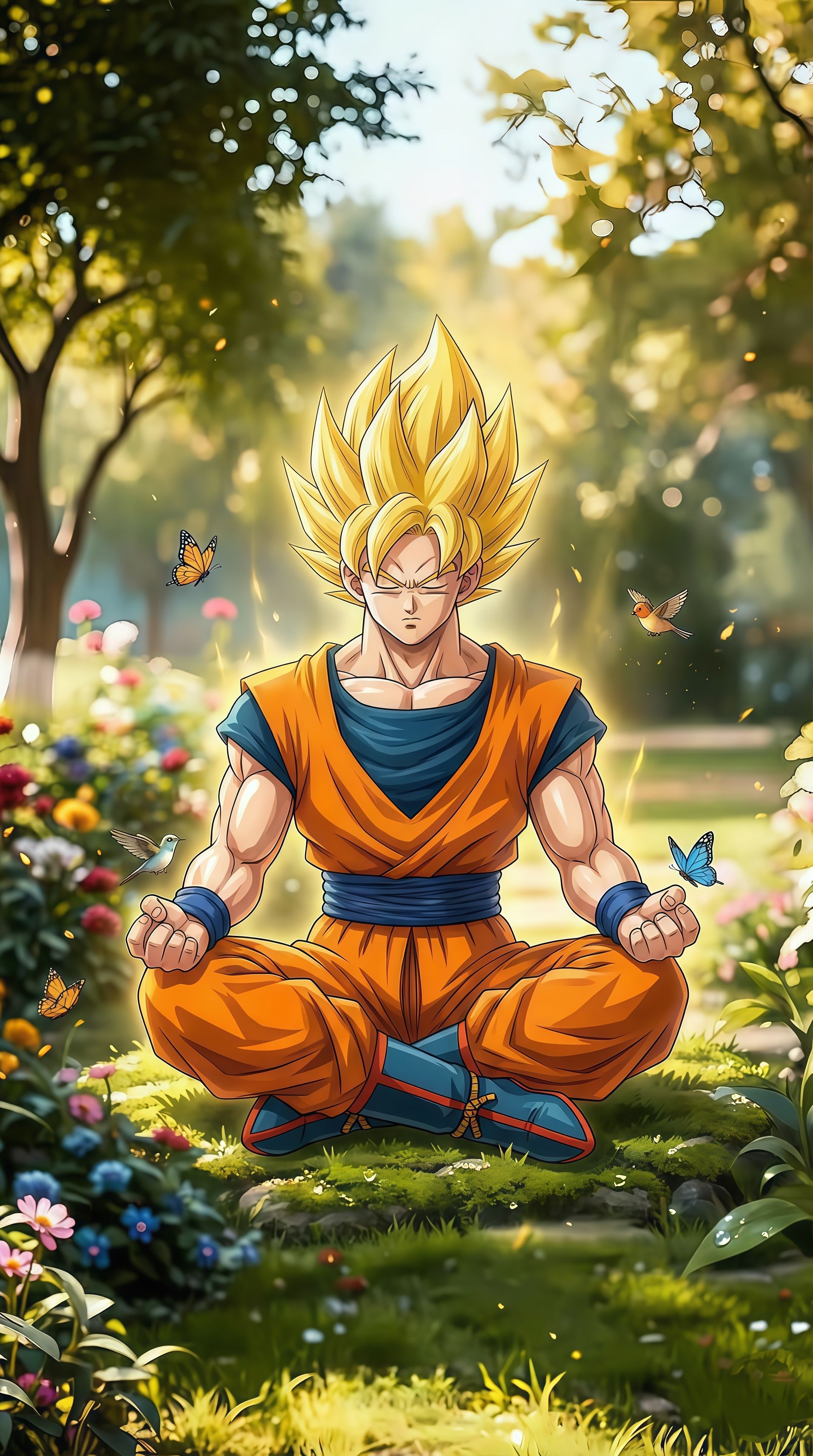 Goku Meditating in Nature Live Wallpaper