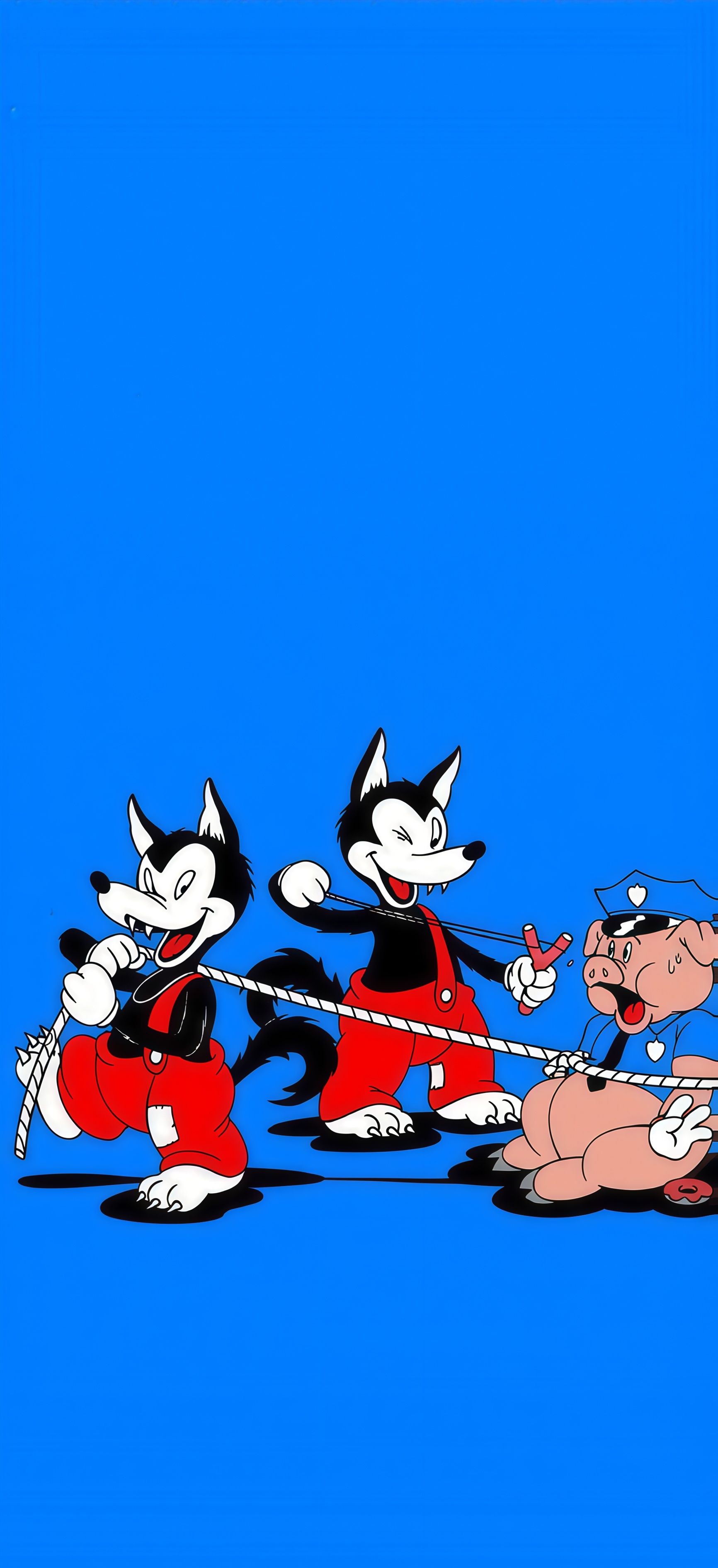 Retro Wolf Outlaws Cartoon Wallpaper