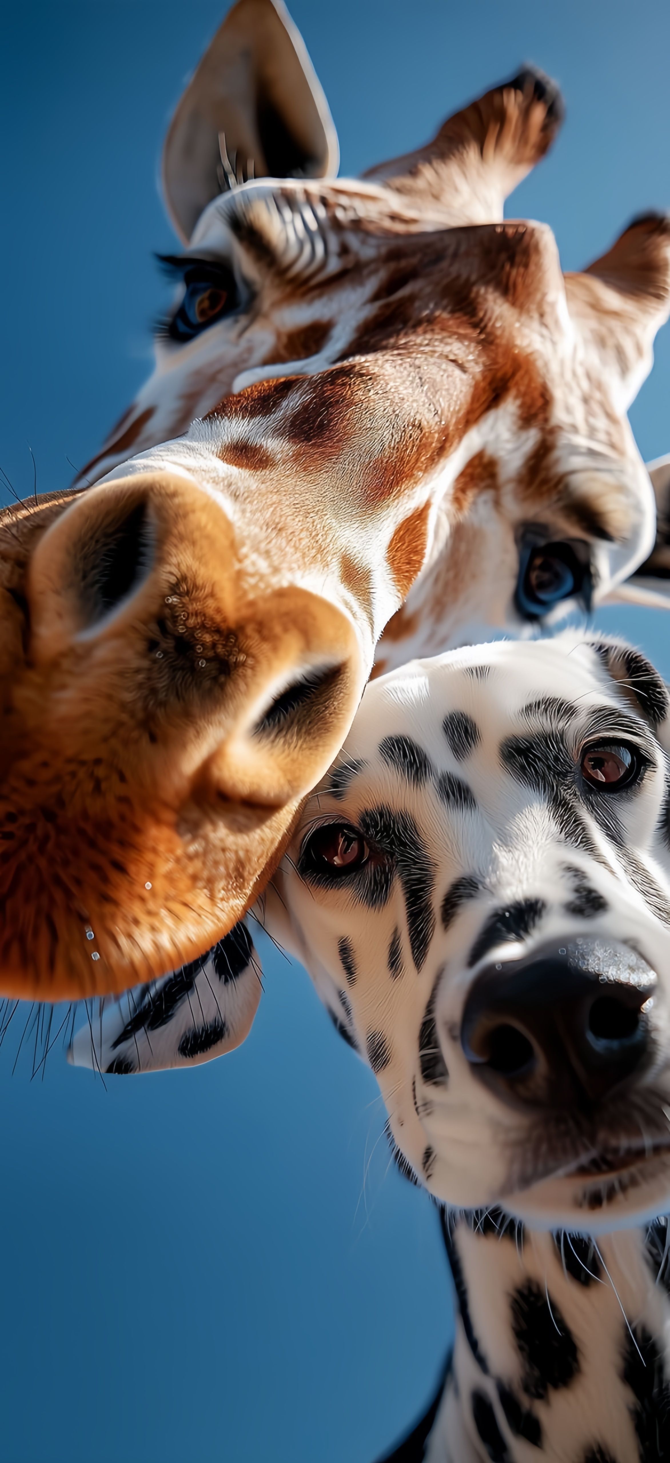 Giraffe and Dalmatian Selfie Wallpaper