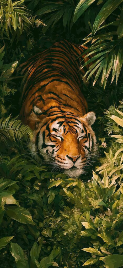 Sleeping Tiger in Jungle Live Wallpaper