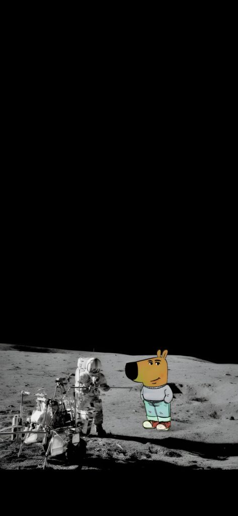 Chill Guy on the moon Meme Wallpaper