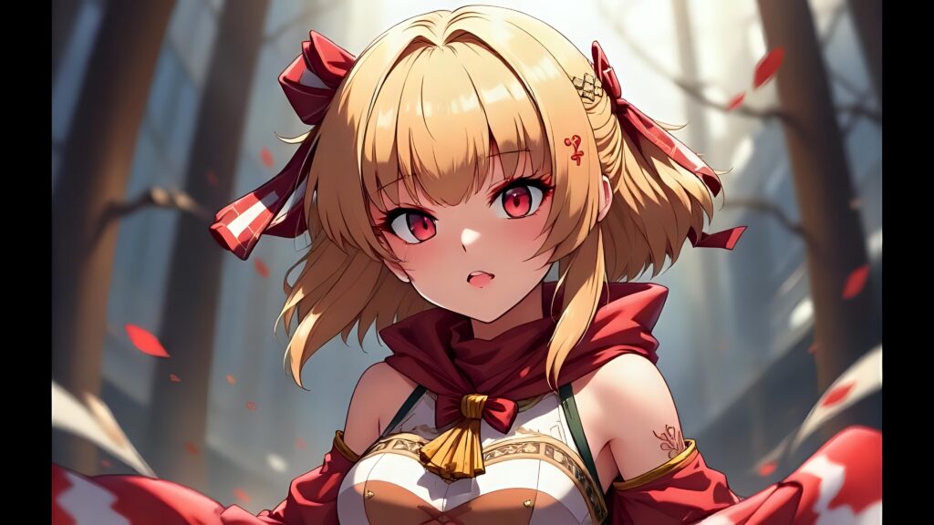 Elegant Anime Girl in Red Dress Wallpaper