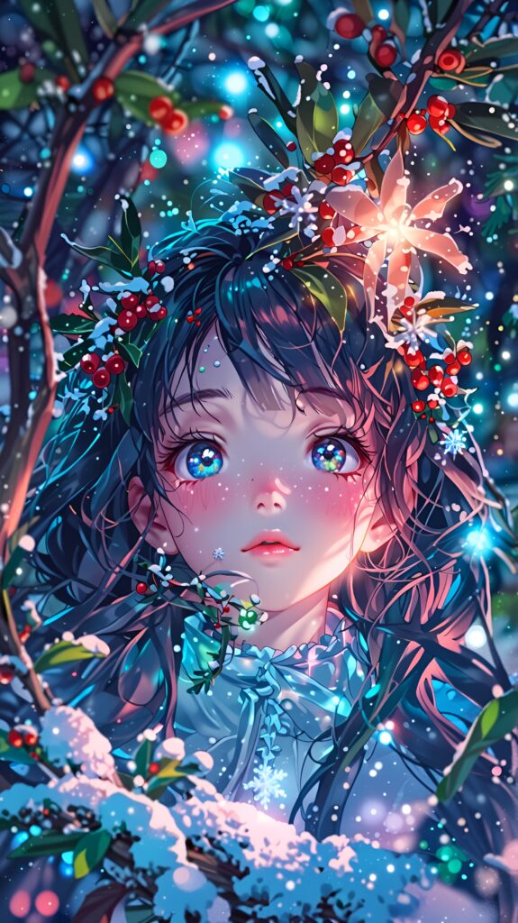 Girl in Snowy Forest Wallpaper