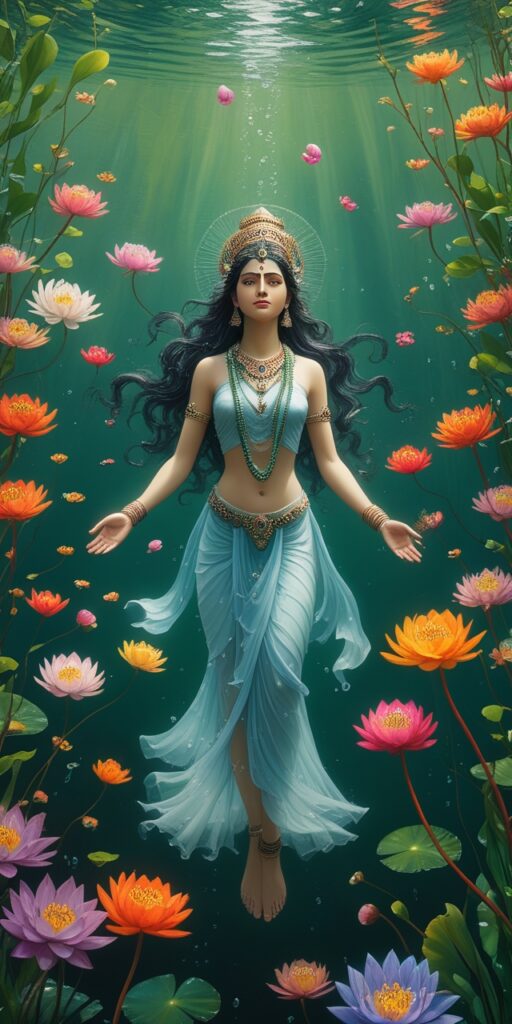 Graceful Floating Water Goddess Wallpaper