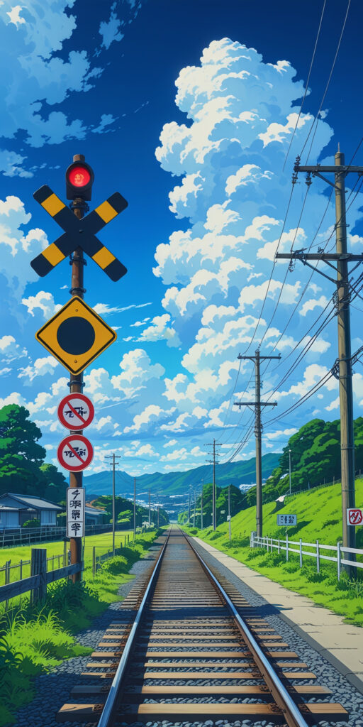 Japanese Railway Cloudy Sky Wallpaper