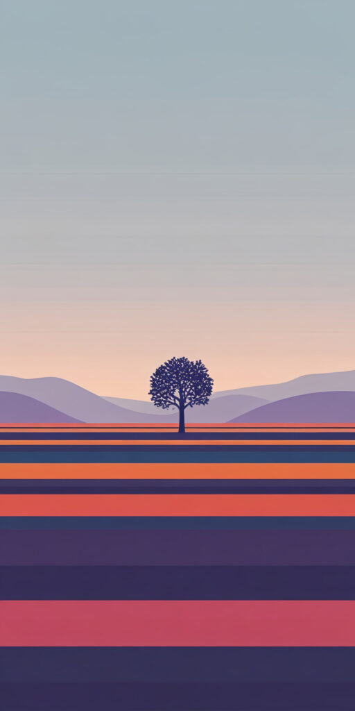 Minimalist Landscape Lone Tree Wallpaper