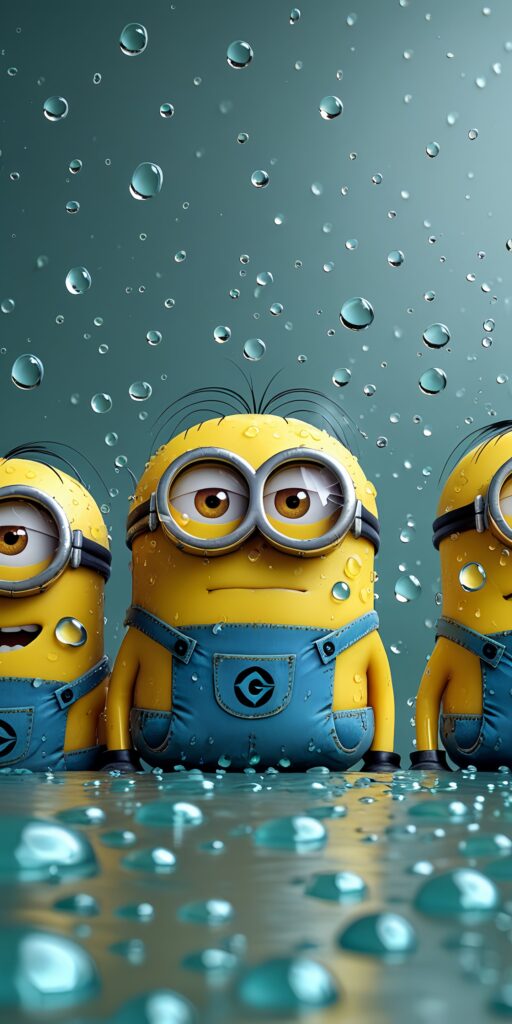 Minions in the Rain Wallpaper