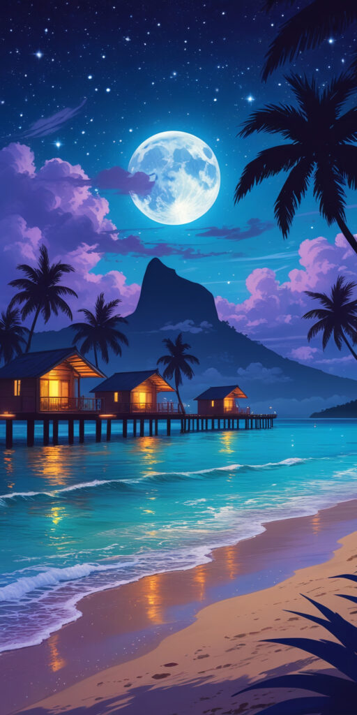 Moonlit Beach Night Wallpaper