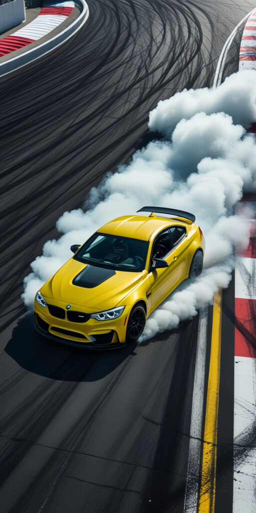 Yellow BMW M4 Drifting Wallpaper