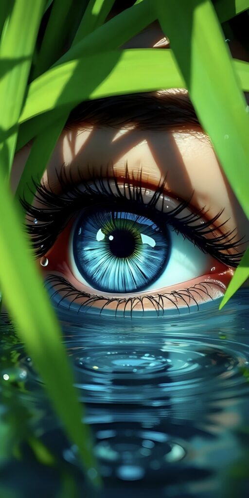 Captivating Blue Eye Over Water Wallpaper