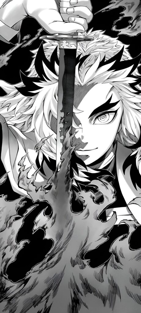 Rengoku with Fiery Sword Wallpaper