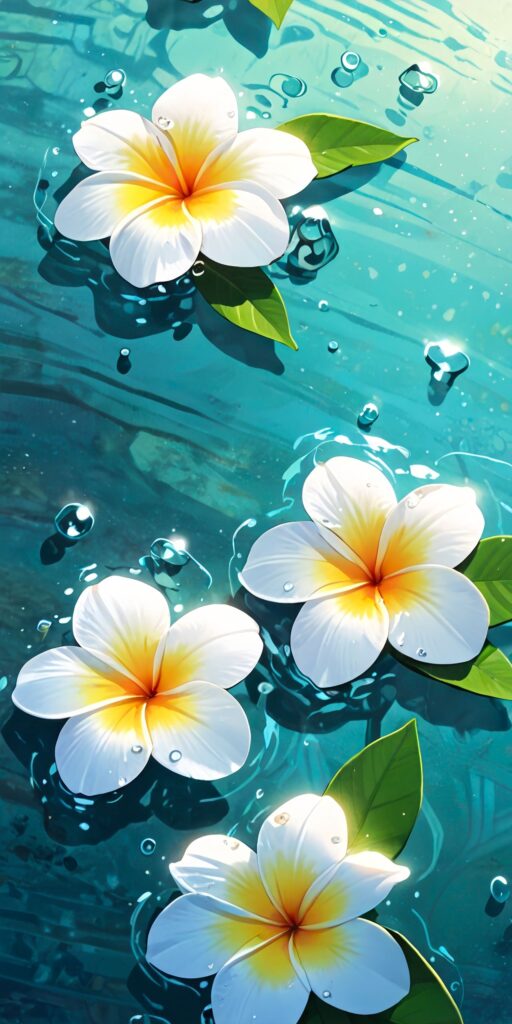 Serene Floating Plumeria Flowers Wallpaper