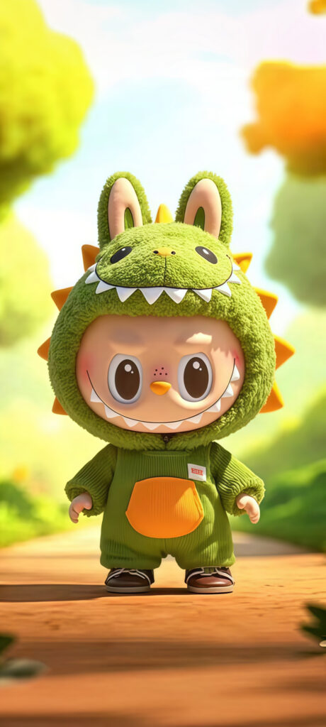 Adorable Labubu in Dinosaur Costume Wallpaper