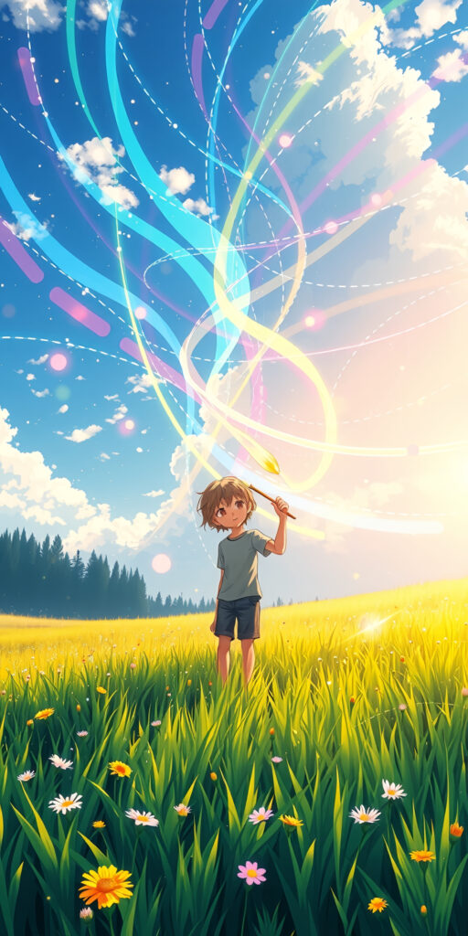 Creative Boy Painting Rainbows Wallpaper