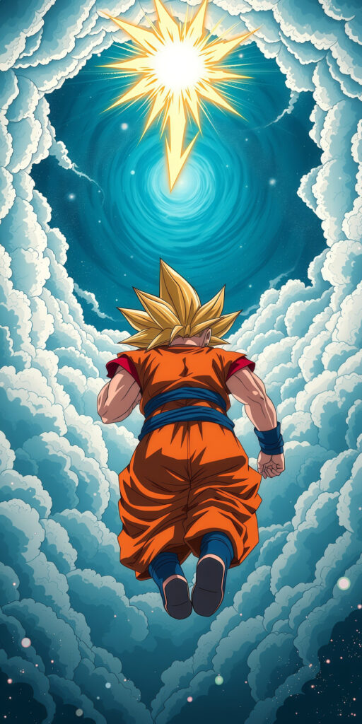 Goku Flying Through Clouds Wallpaper