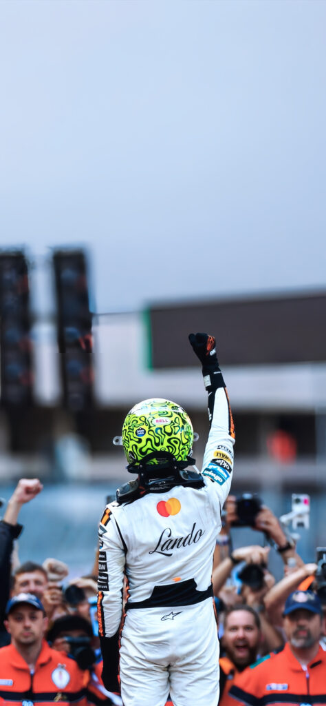Lando Norris Victory Pose Wallpaper