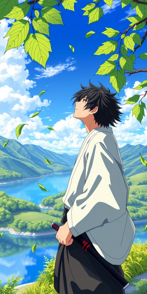 Peaceful Anime Samurai Landscape Wallpaper