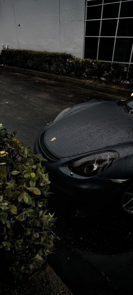 Dark Porsche on a Rainy Day Wallpaper