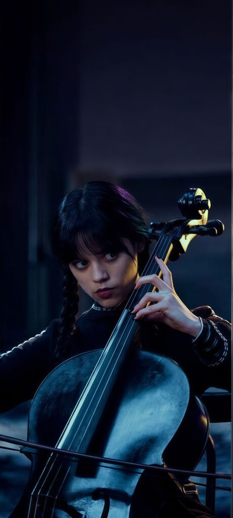 Wednesday Addams Cello Wallpaper