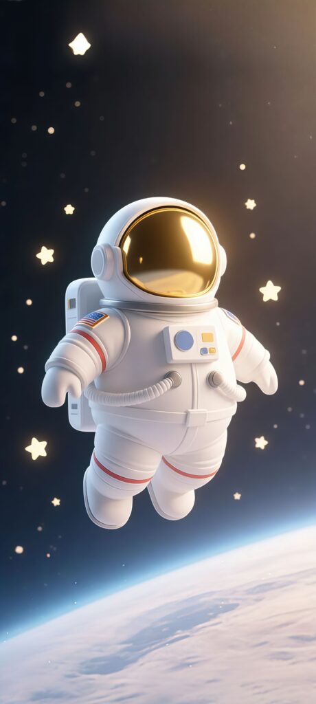 Cute 3D Astronaut in Space Wallpaper