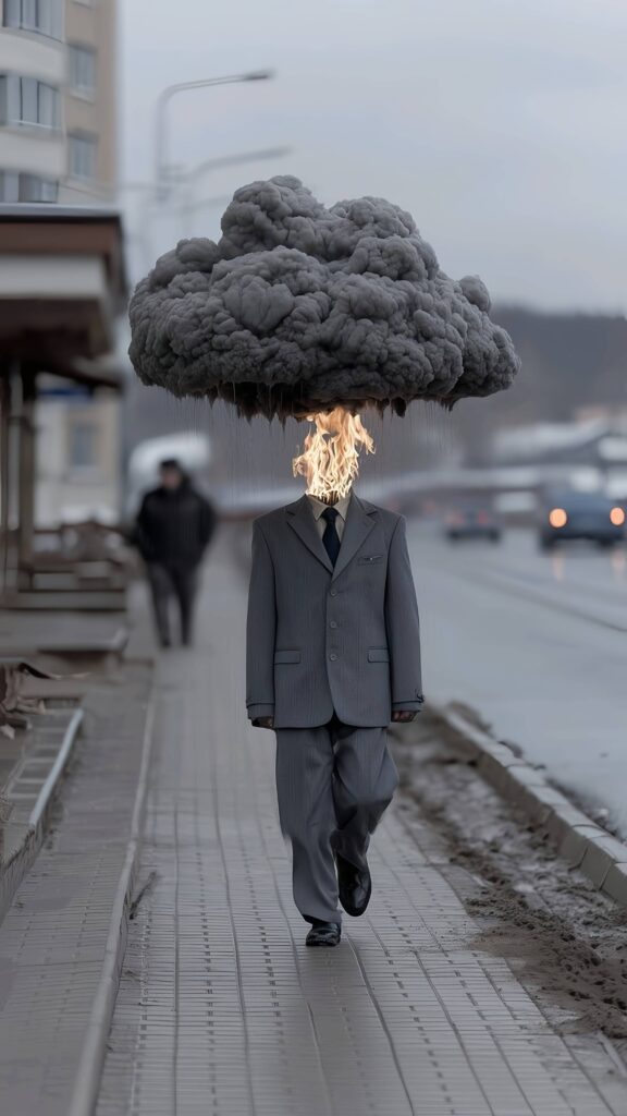 Surreal Smoke Cloud Head Street Wallpaper