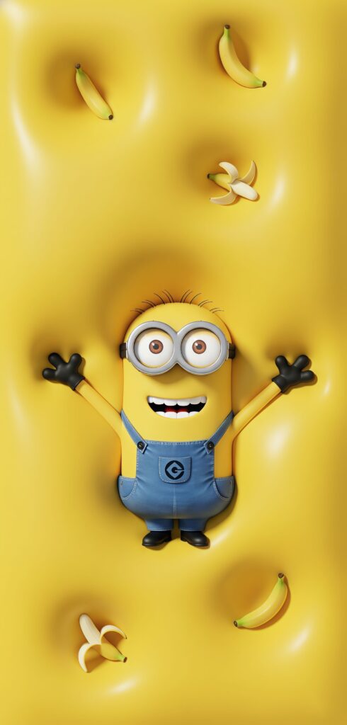 Minion Banana Love 3D Punch-Hole Wallpaper
