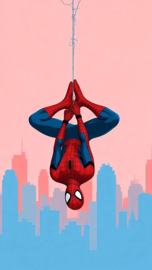 Spider-Man Inverted City Minimalist Wallpaper