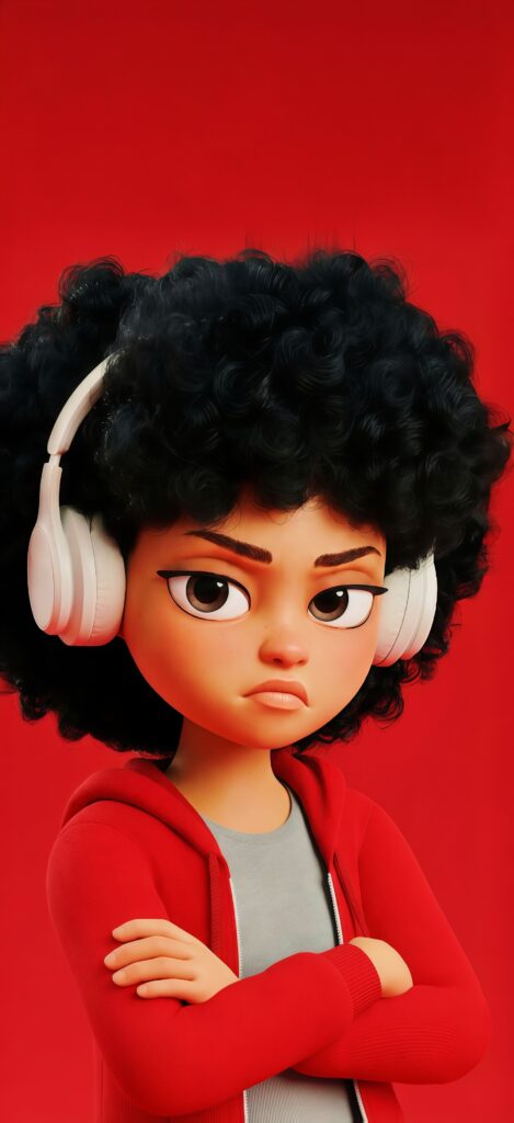 3D Afro Girl Red Hoodie Wallpaper