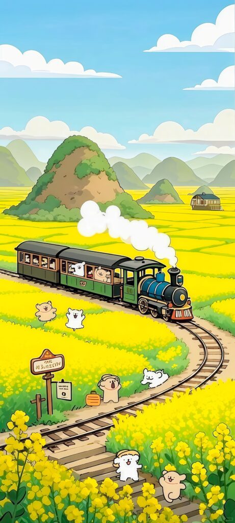 Cute Train Journey Wallpaper