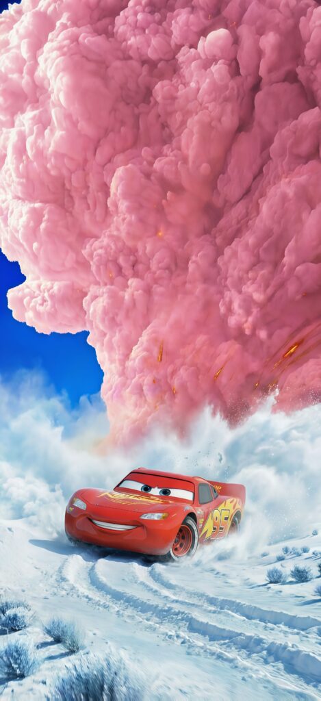 Lightning McQueen Pink Ash Clouds Wallpaper