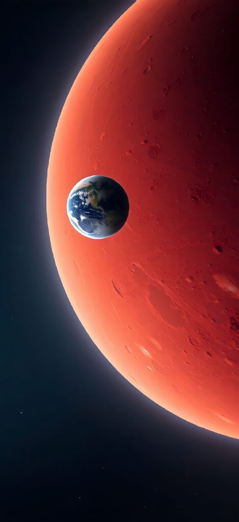 Mars and Earth Space Perspective Wallpaper