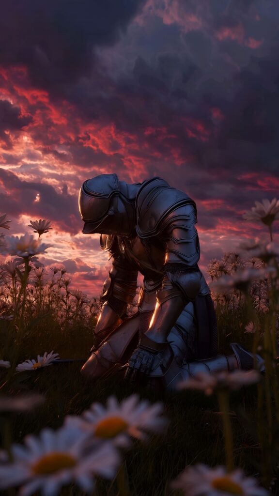 Solitary Knight Sunset Wallpaper