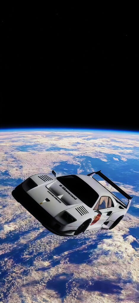 White Ferrari F40 Galaxy Drift Wallpaper