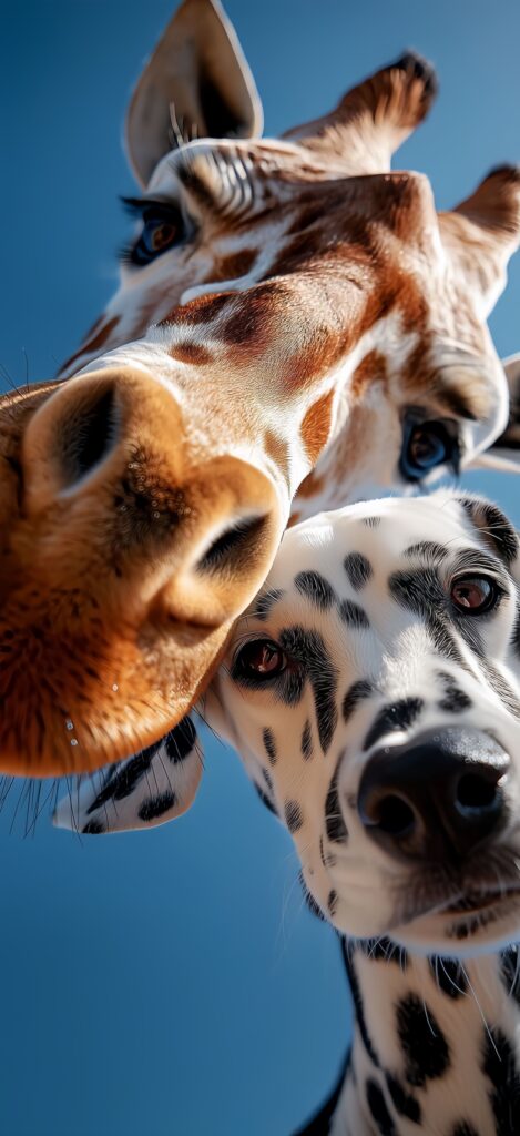 Giraffe and Dalmatian Selfie Wallpaper