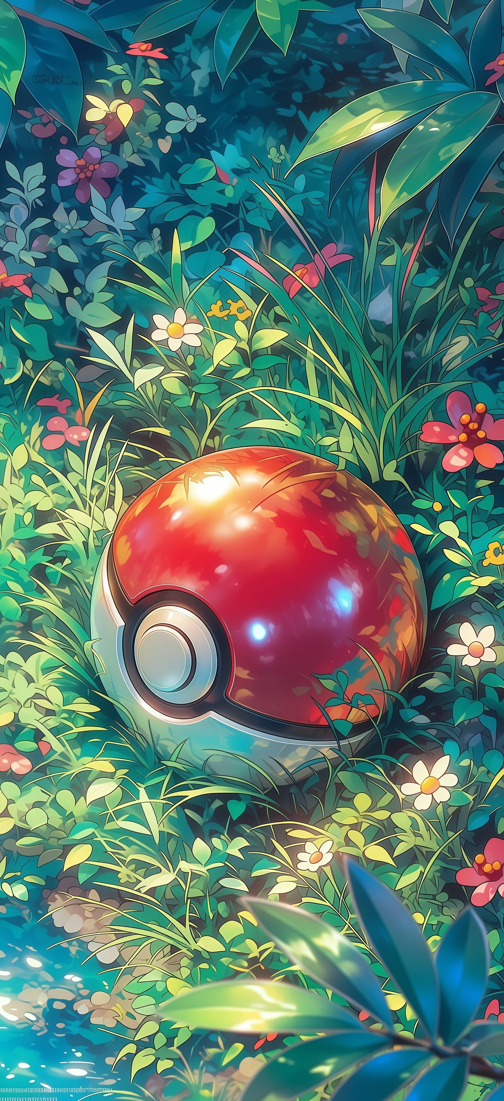 Realistic Poke Ball Forest Wallpaper