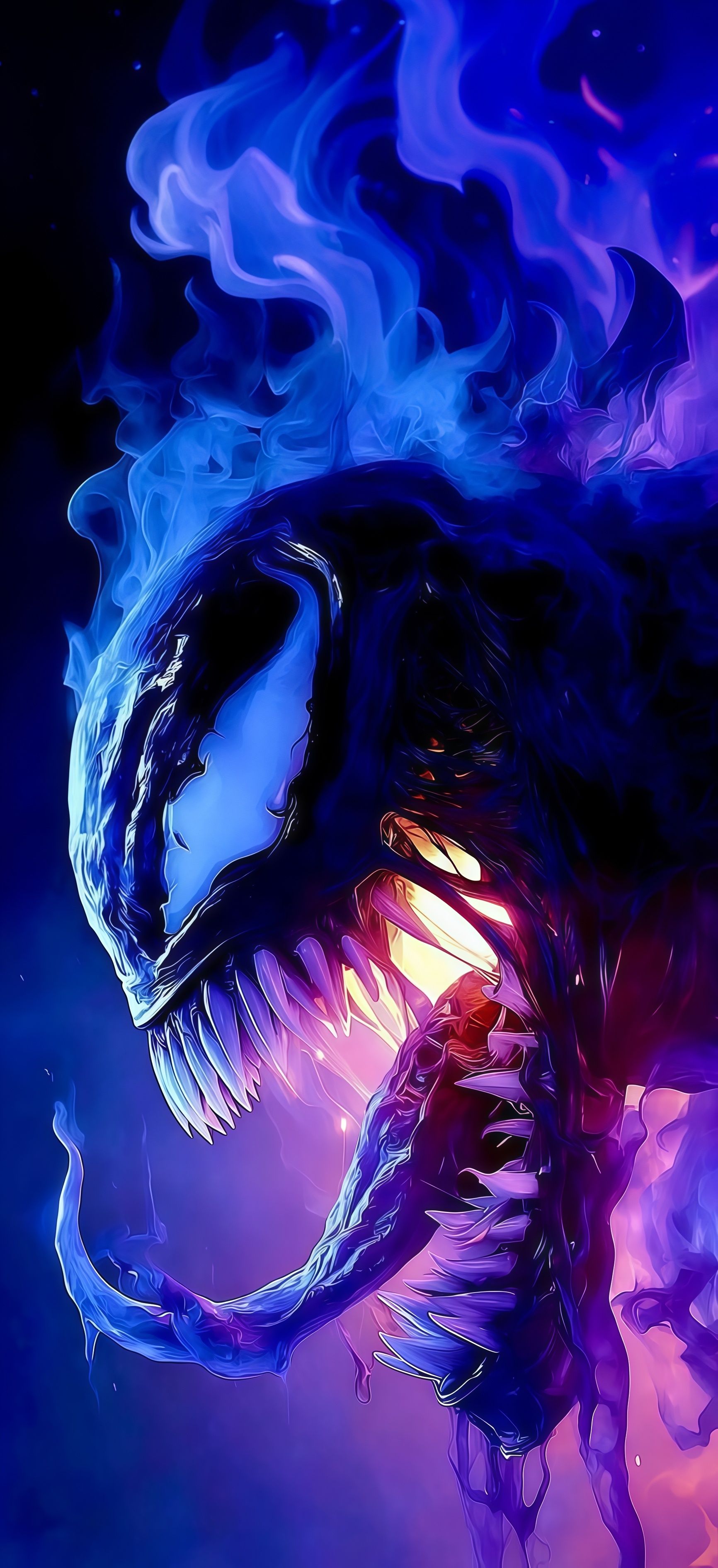 Blue Flame Venom Symbiote Wallpaper