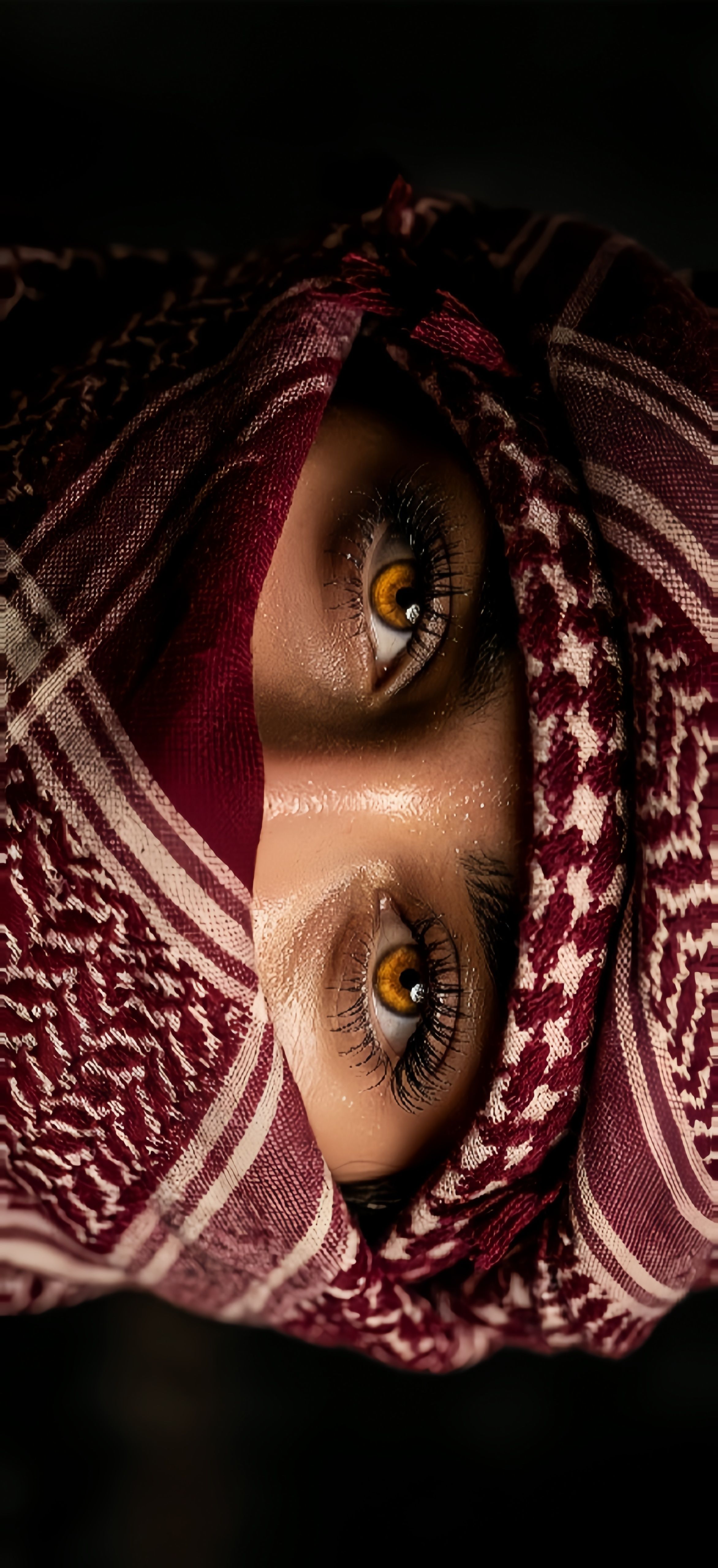 Deep Maroon Amber Arab Mask Wallpaper