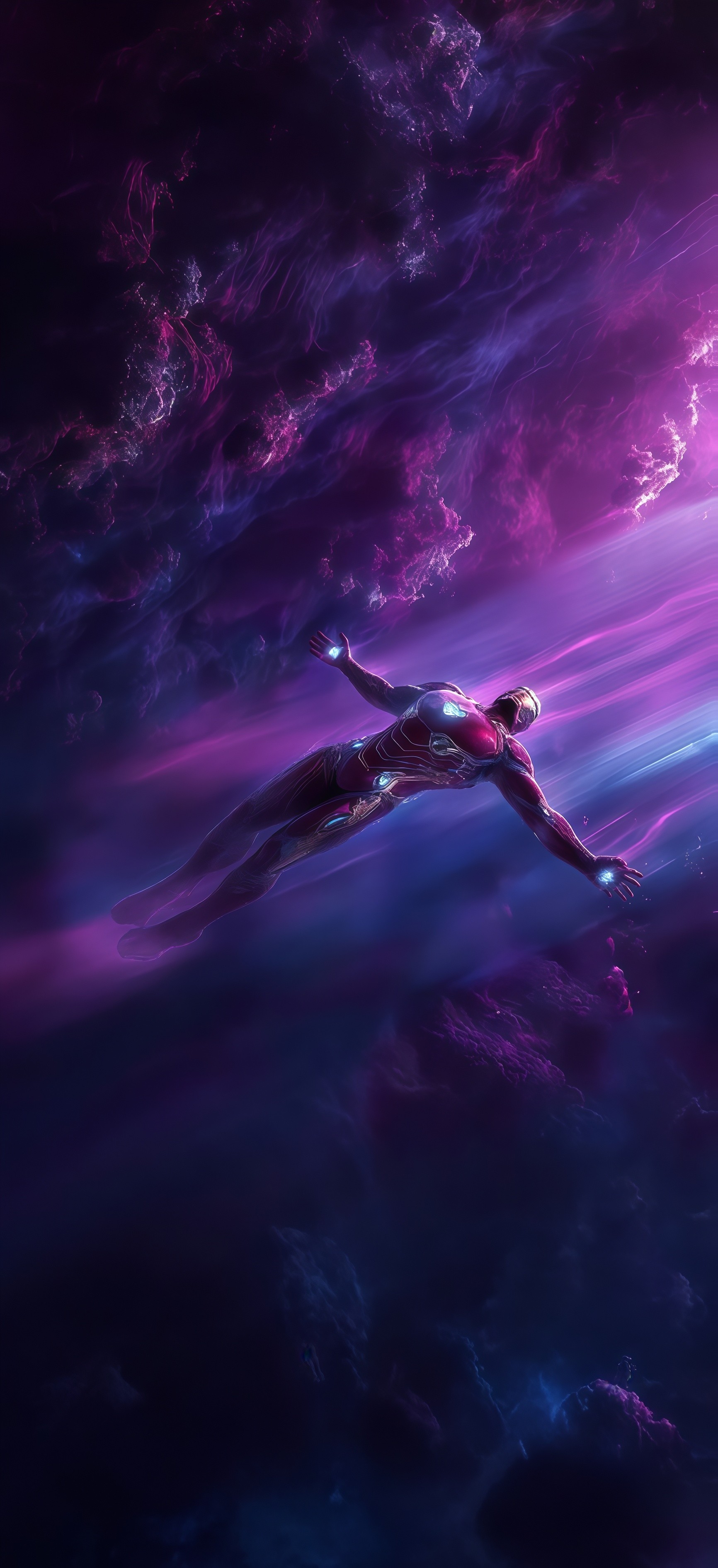 Iron Man Cosmic Purple Nebula Wallpaper