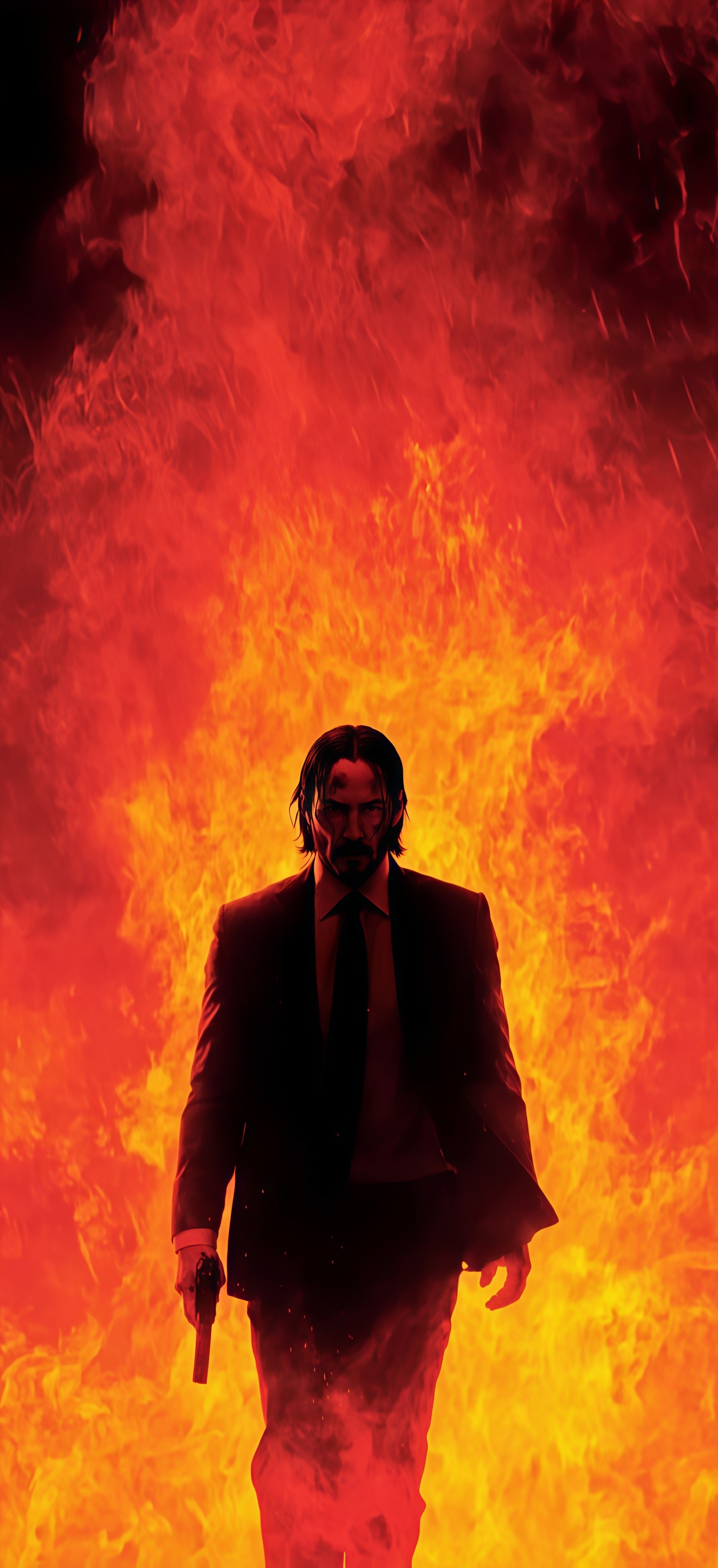 John Wick Fire Silhouette Wallpaper