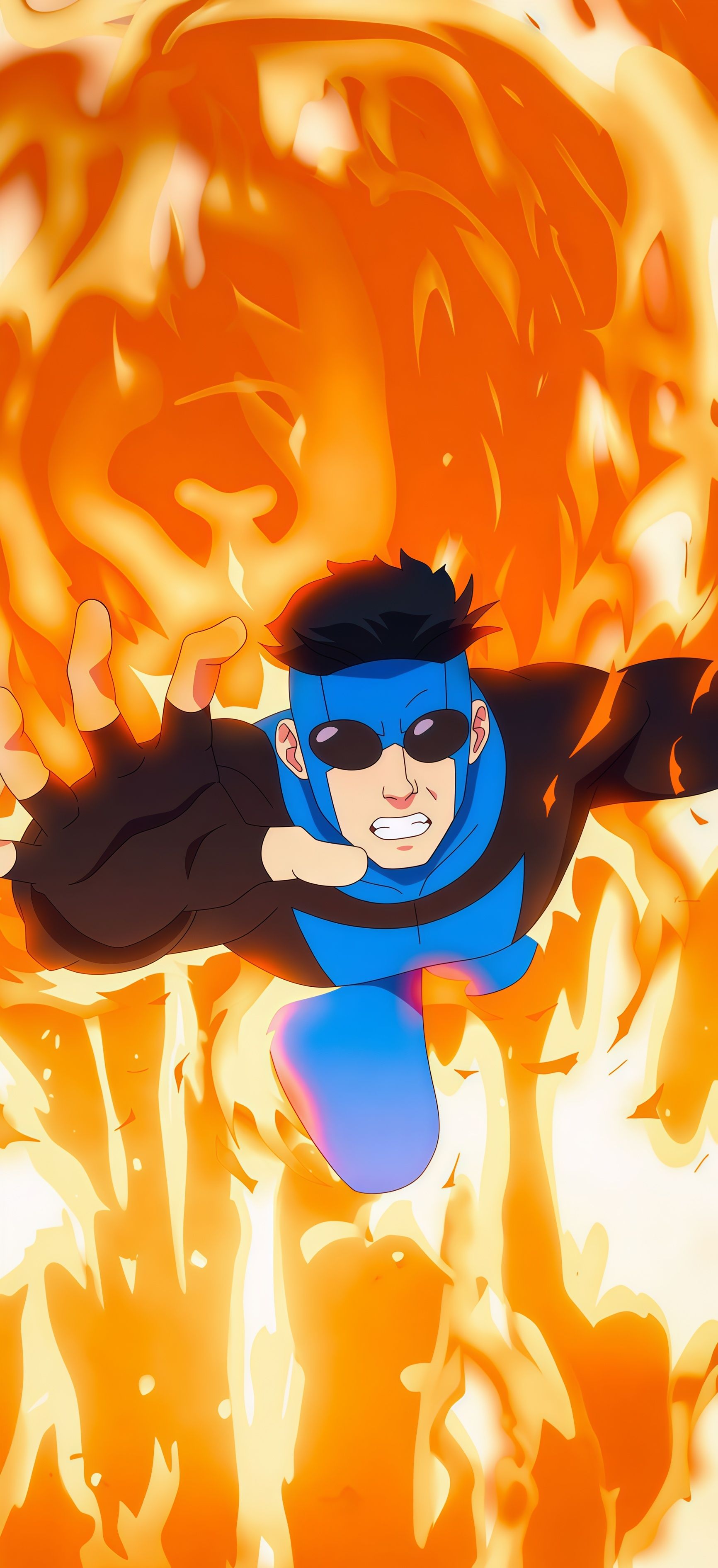 Mark Grayson Blue Suit Fire Wallpaper