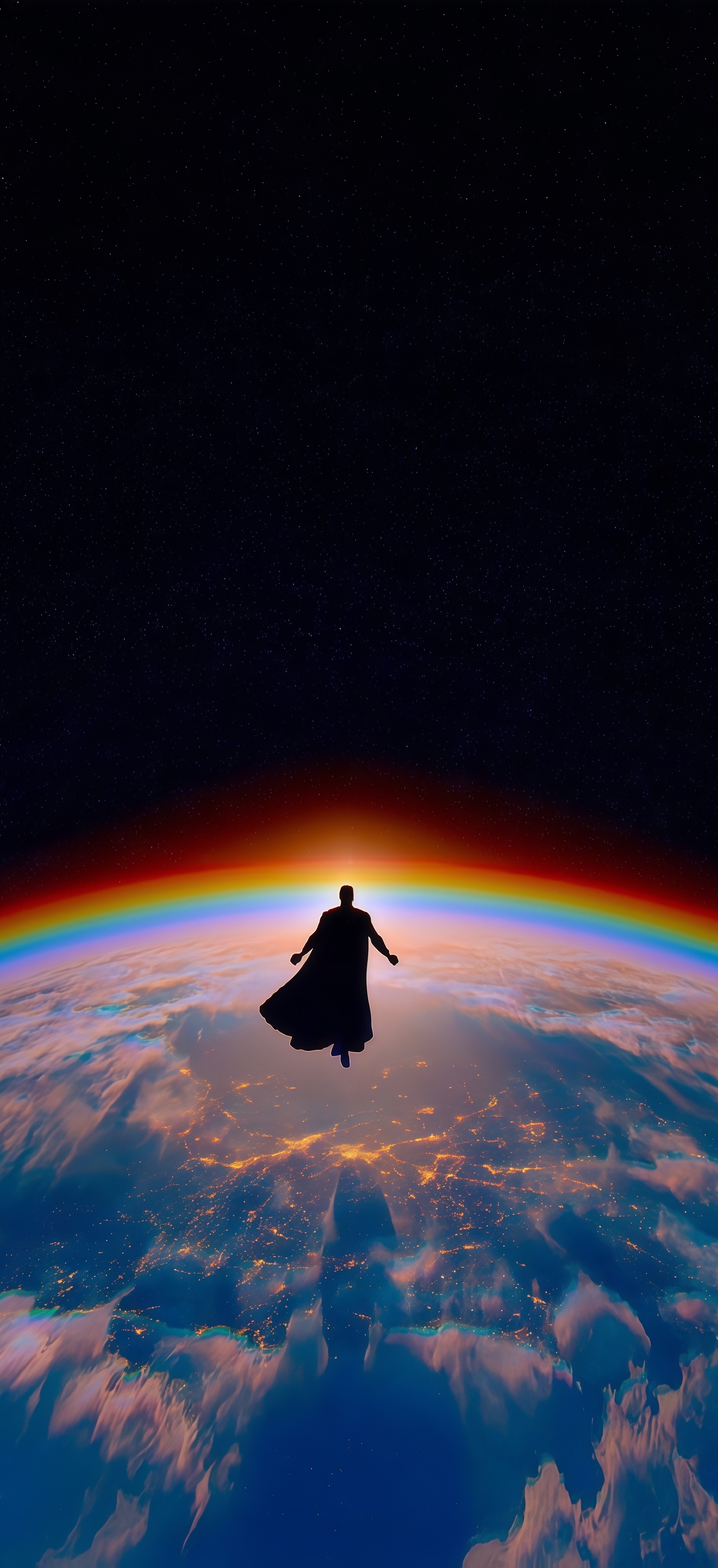 Superman Floating Above Earth 4K Wallpaper