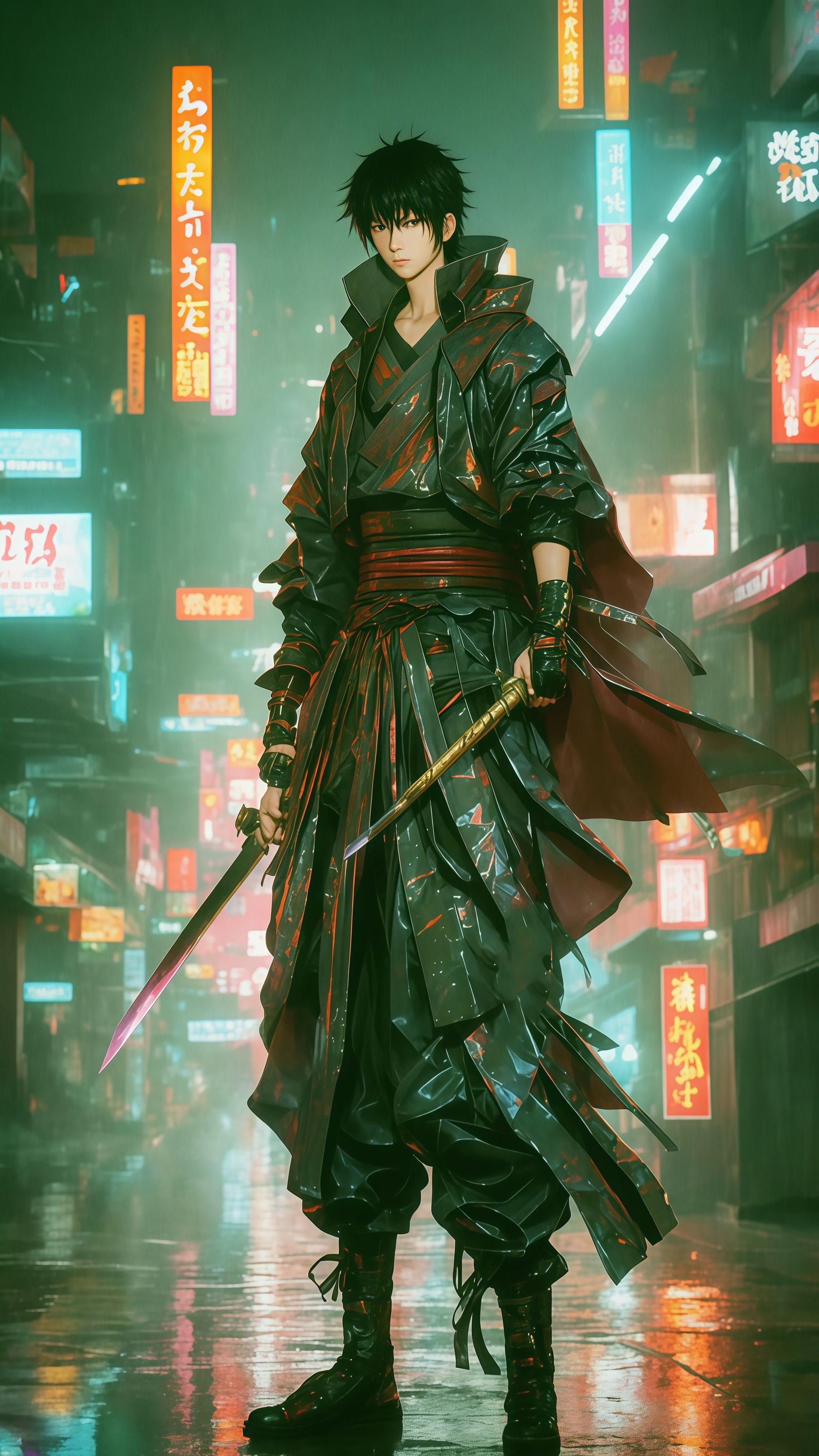 Cyberpunk Samurai Alleyway 4K Wallpaper