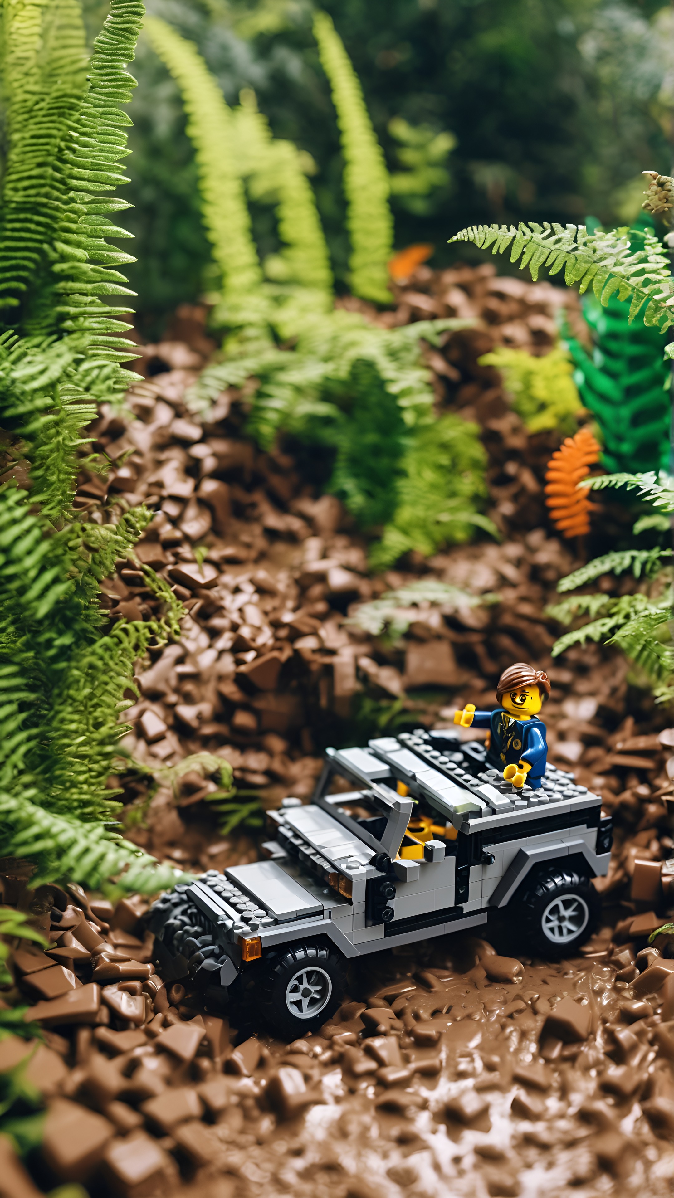 Lego Jurassic Park Raptor Escape 4K Wallpaper