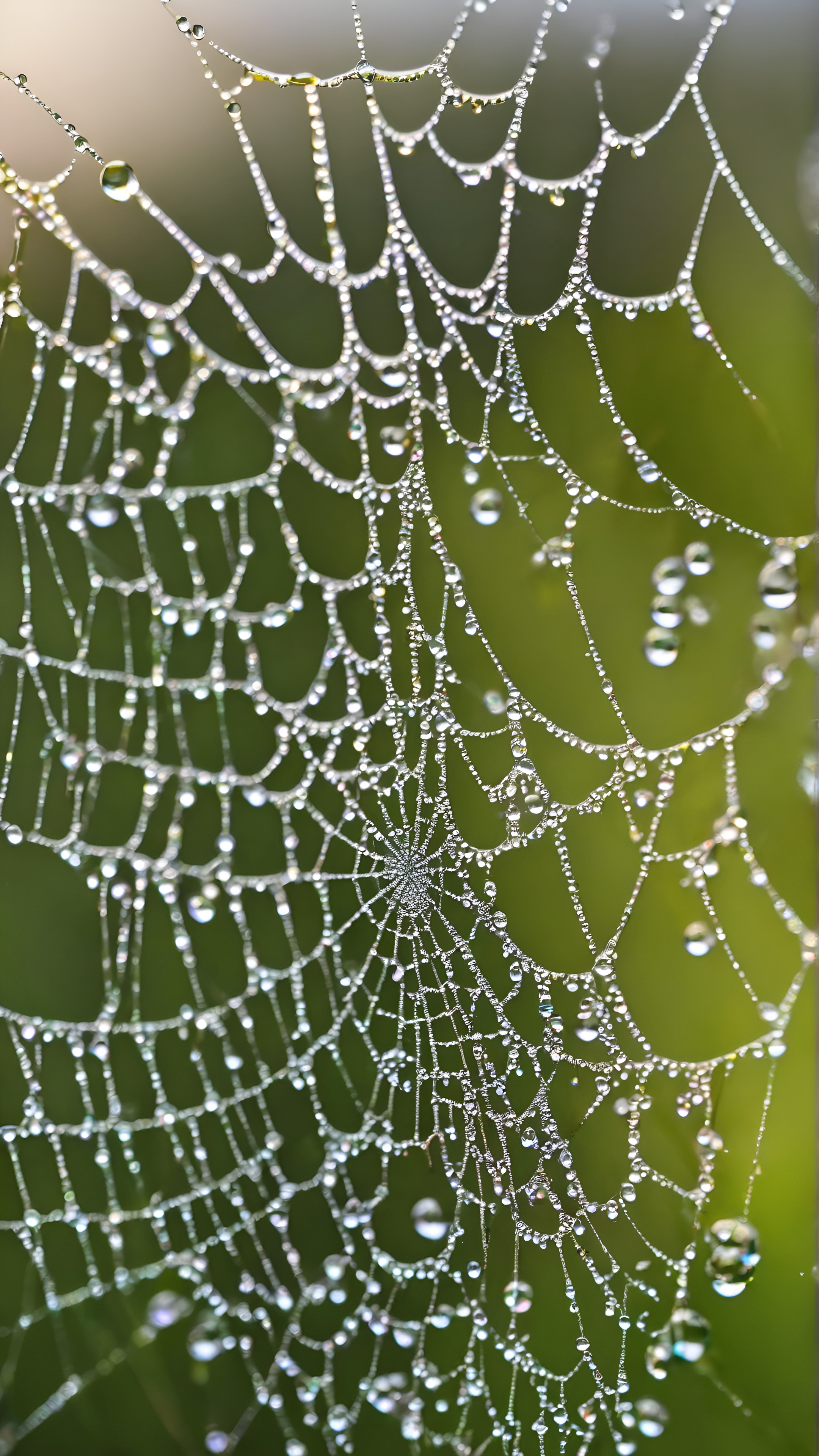 Rainbow Dewdrop Spiderweb Macro 4K Wallpaper
