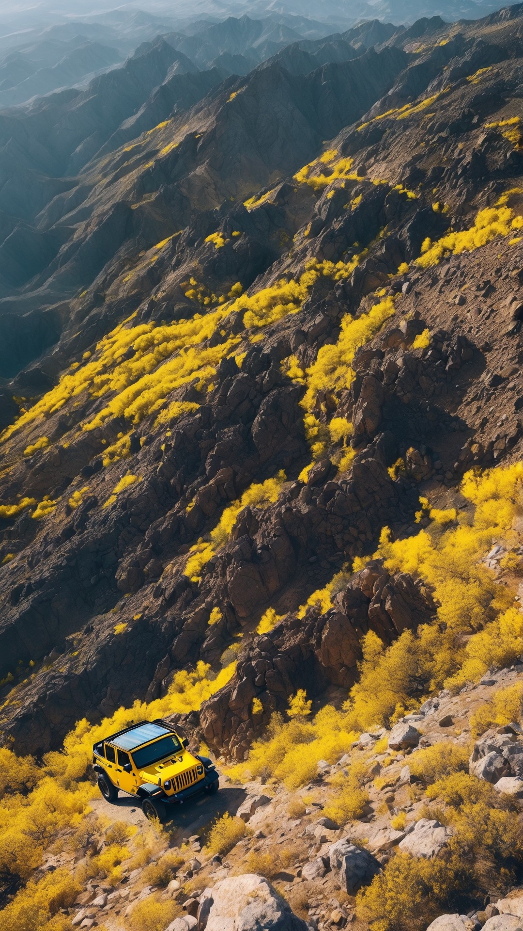 Yellow Jeep Canyon Climb Wallpaper