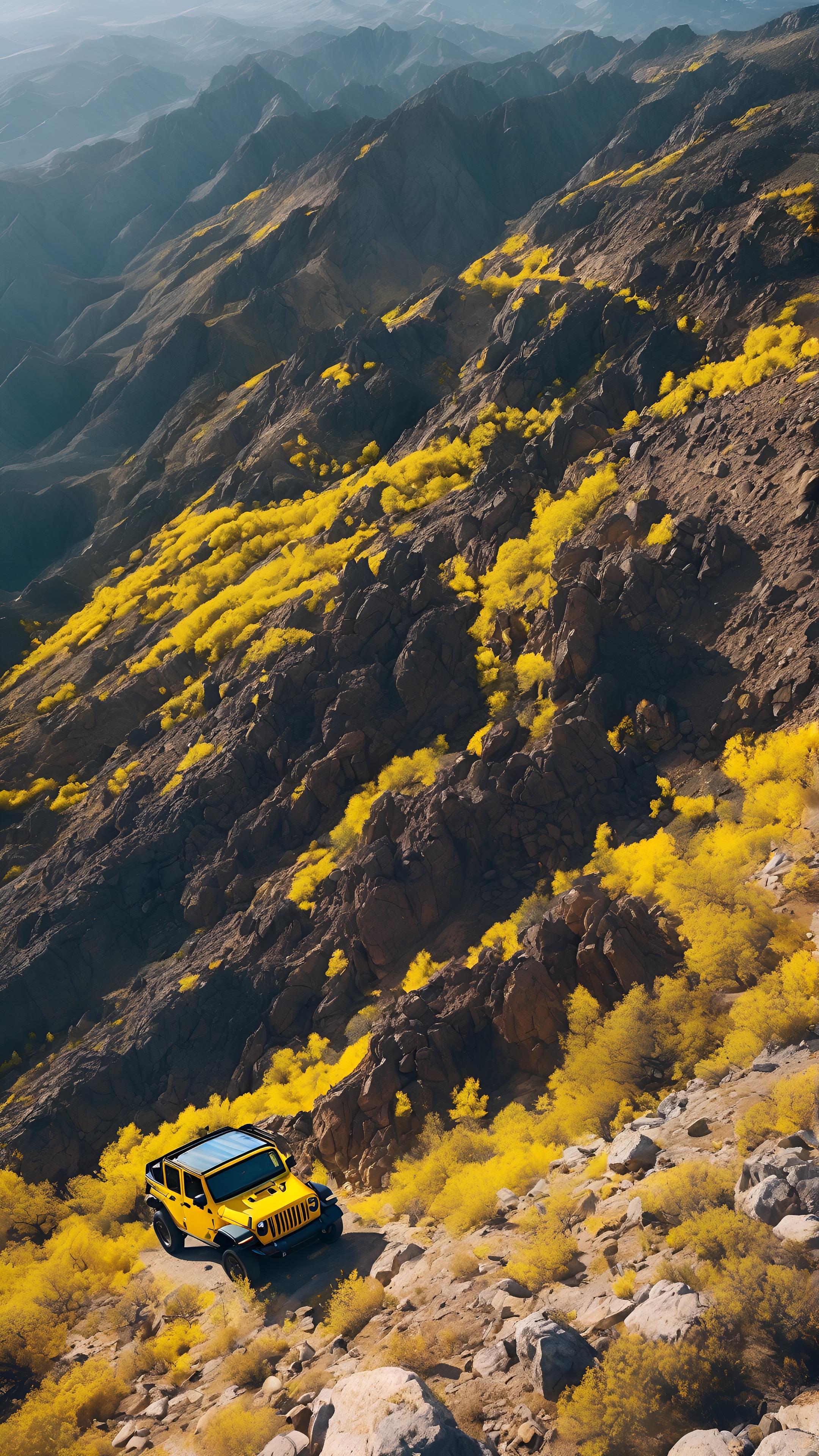 Yellow Jeep Canyon Climb Wallpaper